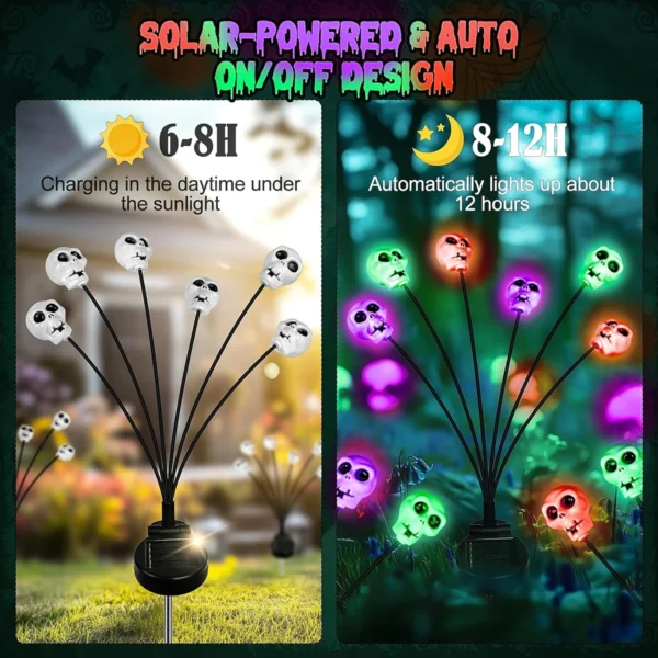 Halloween Swaying Skull Solar Firefly Light 6/12LED - Image 5