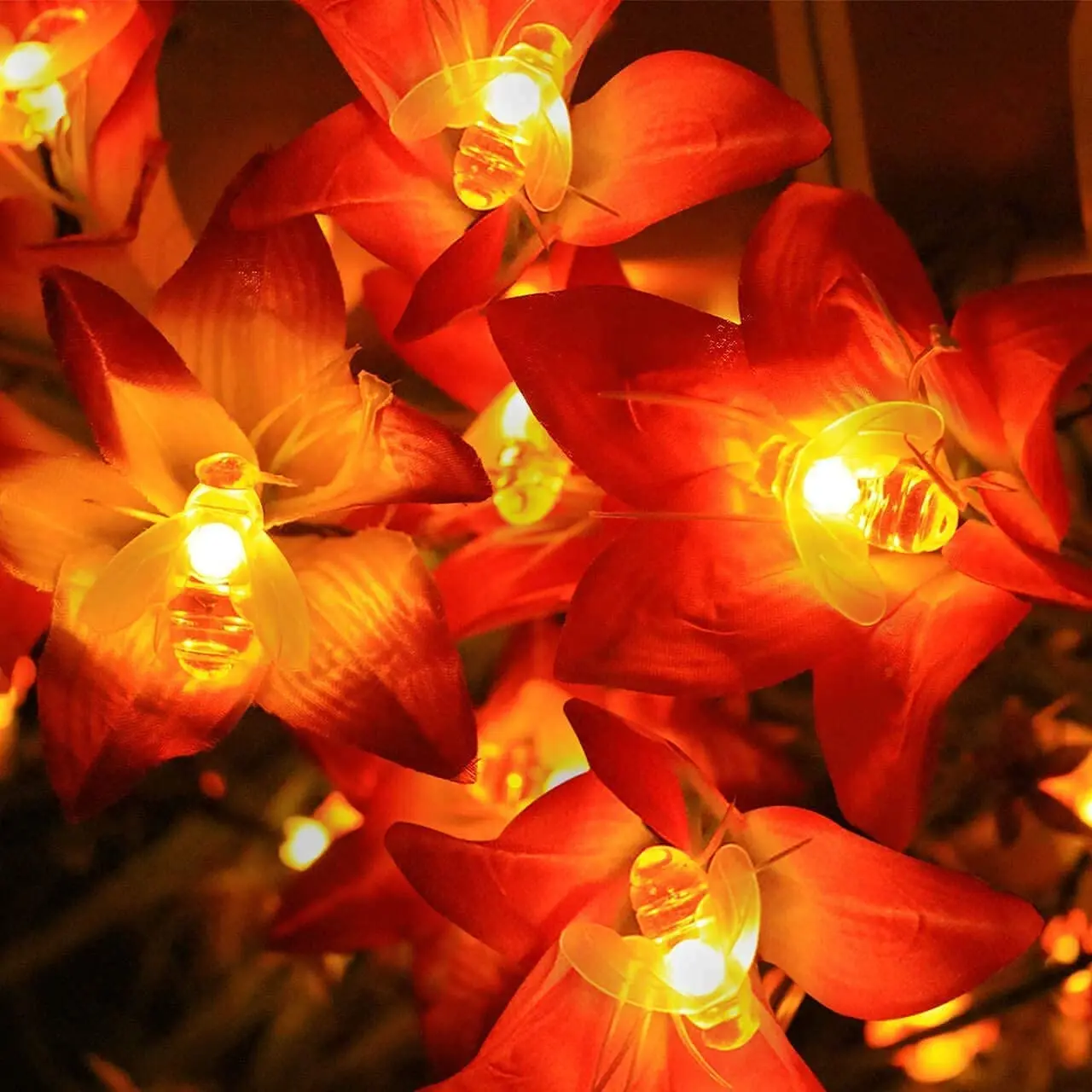 20 LED Waterproof Solar Bumble Bee Fairy Lights for Garden - Image 5