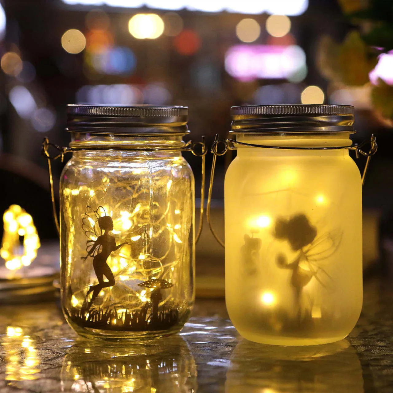 Solar Lantern Fairy Lights - Portable Glass Mason Jar Lamp