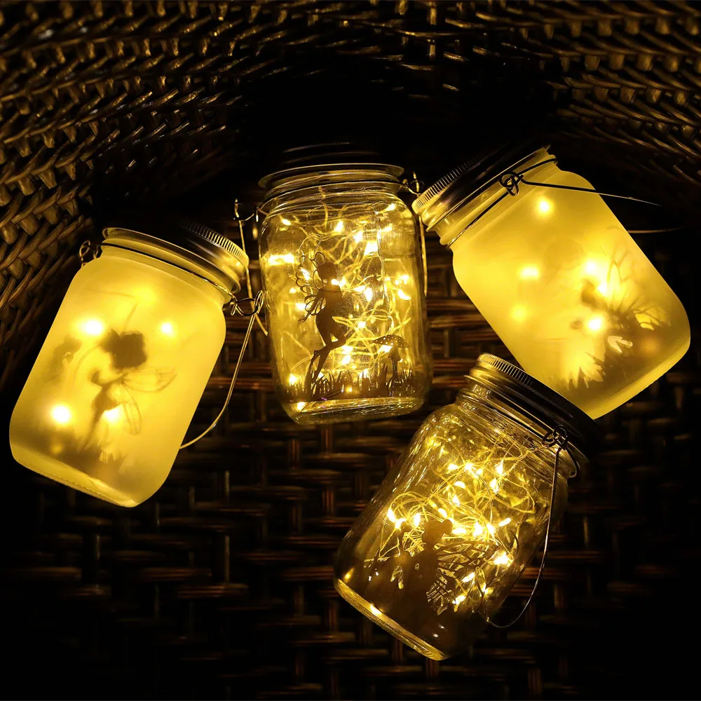 Solar Lantern Fairy Lights - Portable Glass Mason Jar Lamp - Image 2