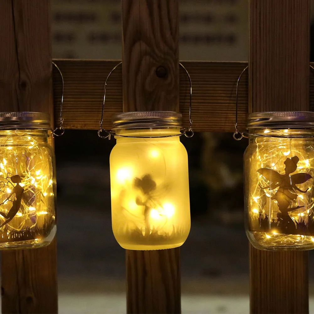 Solar Lantern Fairy Lights - Portable Glass Mason Jar Lamp - Image 3