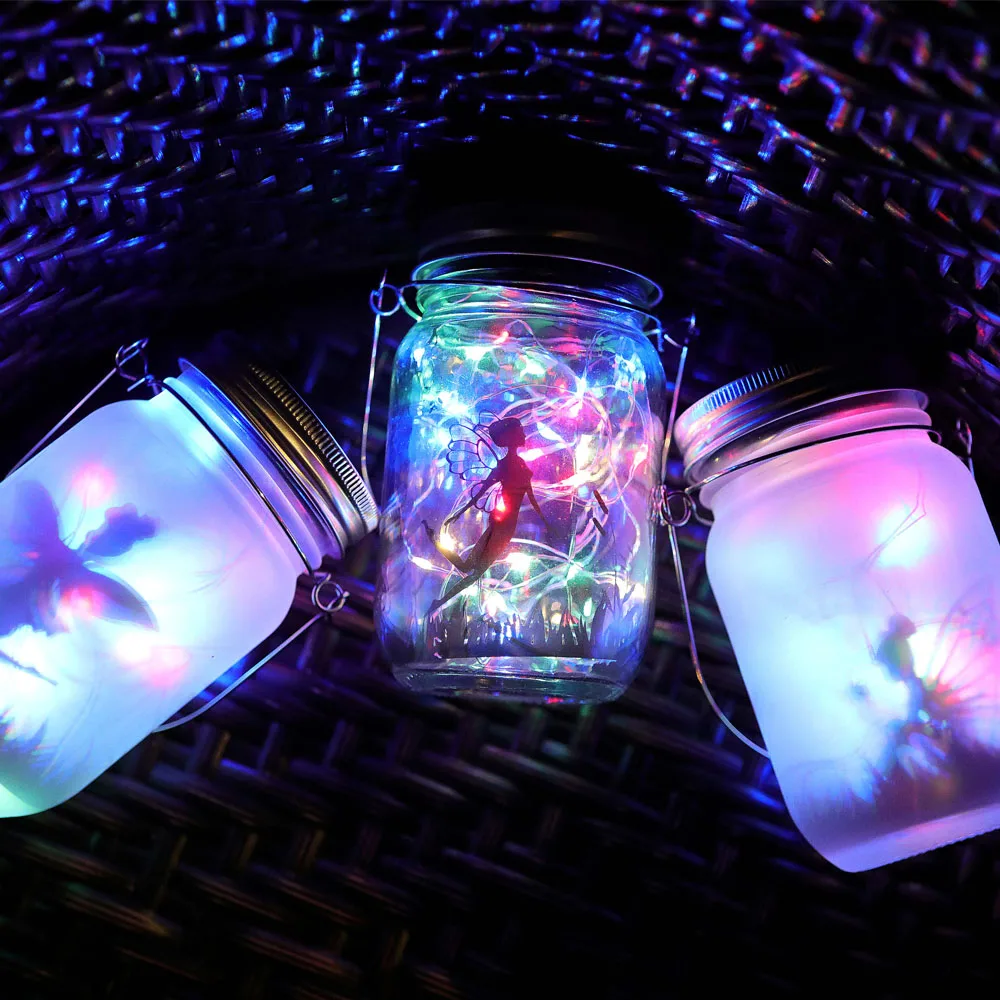 Solar Lantern Fairy Lights - Portable Glass Mason Jar Lamp - Image 4