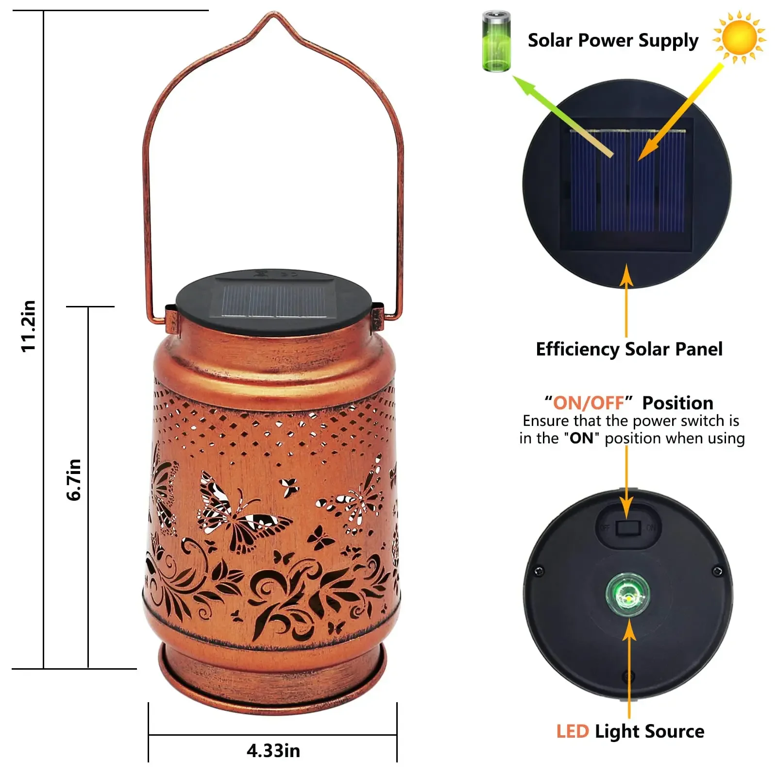 Butterfly Hanging Solar Lantern - Solar Outdoor Decor Light - Image 3
