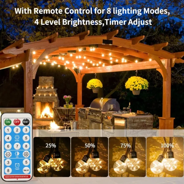 Solar Outdoor String Lights - 9.5m, 20 Bulbs, Waterproof, 8 Modes - Image 5