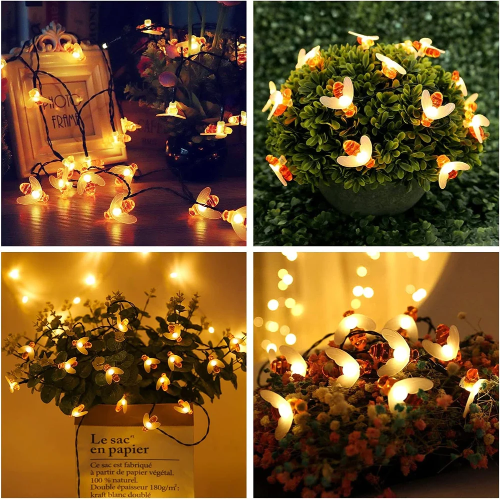 Solar String Light 20 LED Cute Bee Fairy Light for Outdoor Decor - Image 4