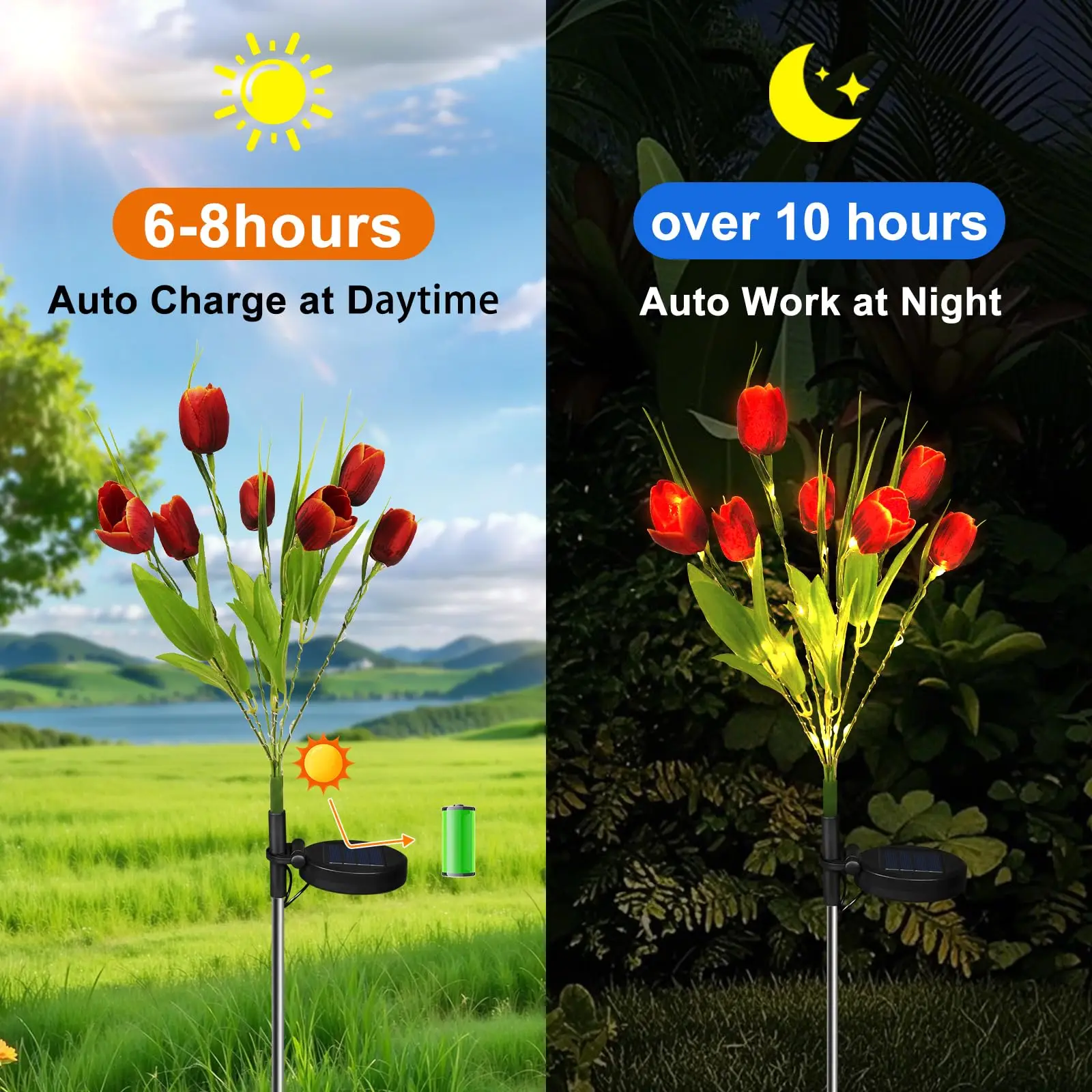 Solar Tulip Light 2 Pack - Waterproof LED Garden Stake Light - Image 3