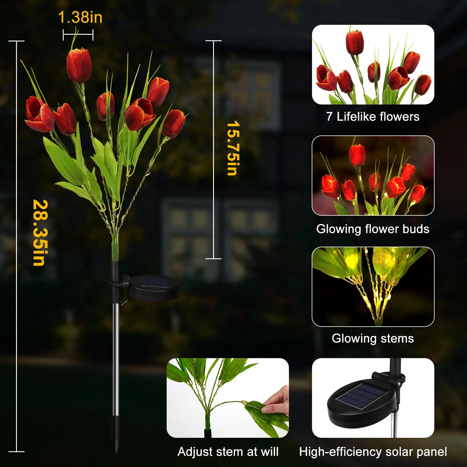 Solar Tulip Light 2 Pack - Waterproof LED Garden Stake Light - Image 4