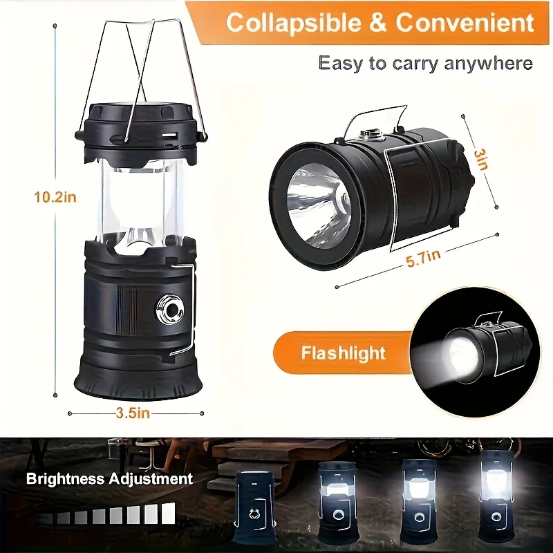 USB Rechargeable Solar LED Camping Lantern - Portable & Collapsible - Image 3