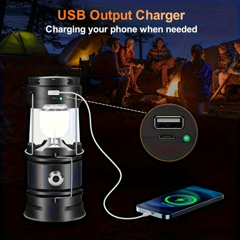 USB Rechargeable Solar LED Camping Lantern - Portable & Collapsible - Image 4