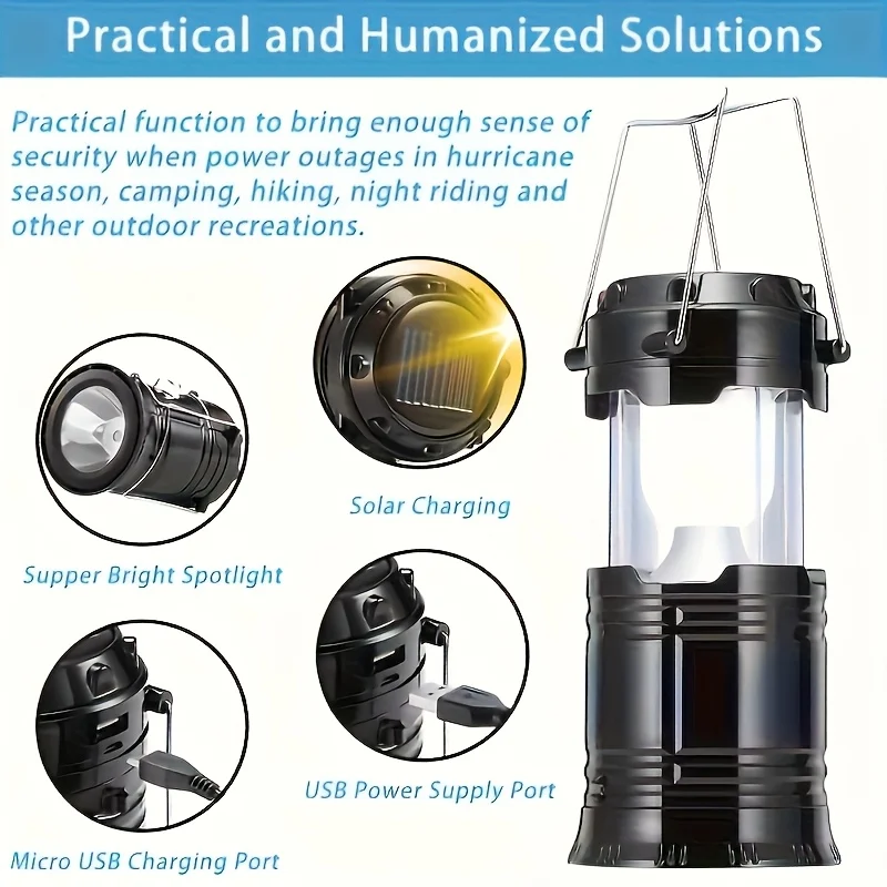 USB Rechargeable Solar LED Camping Lantern - Portable & Collapsible - Image 5