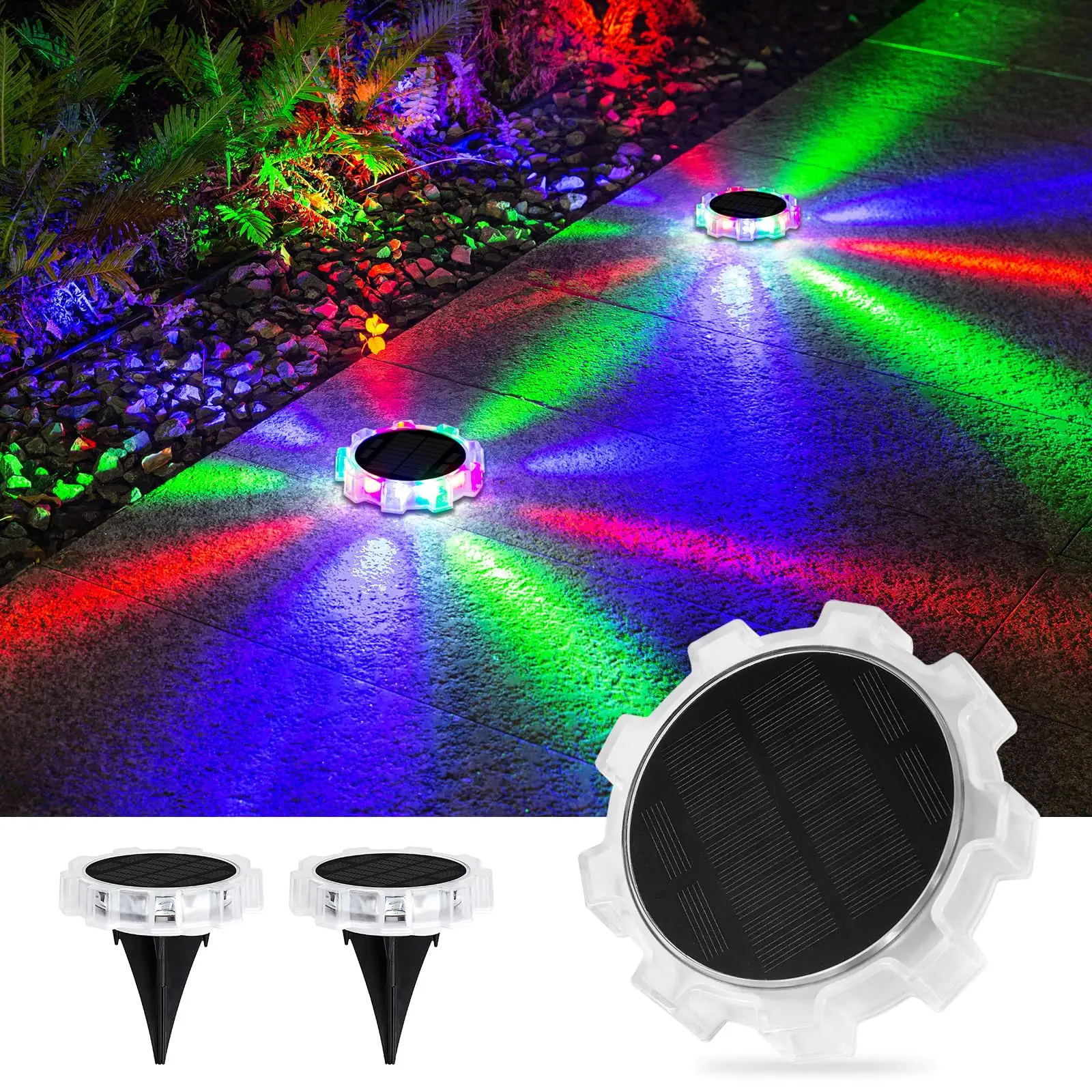 Waterproof Solar RGB Ground Lights for Yard and Garden