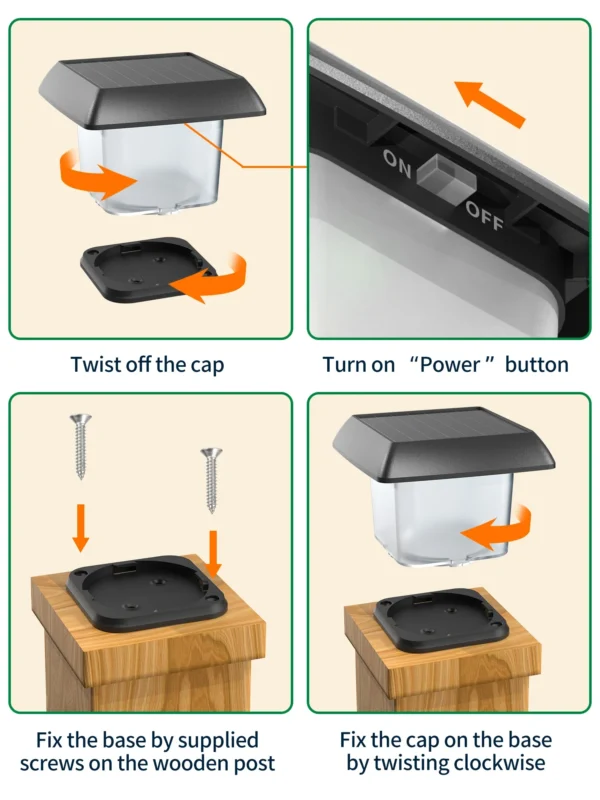 intelamp Outdoor Solar Post Light with Remote Control - Image 5