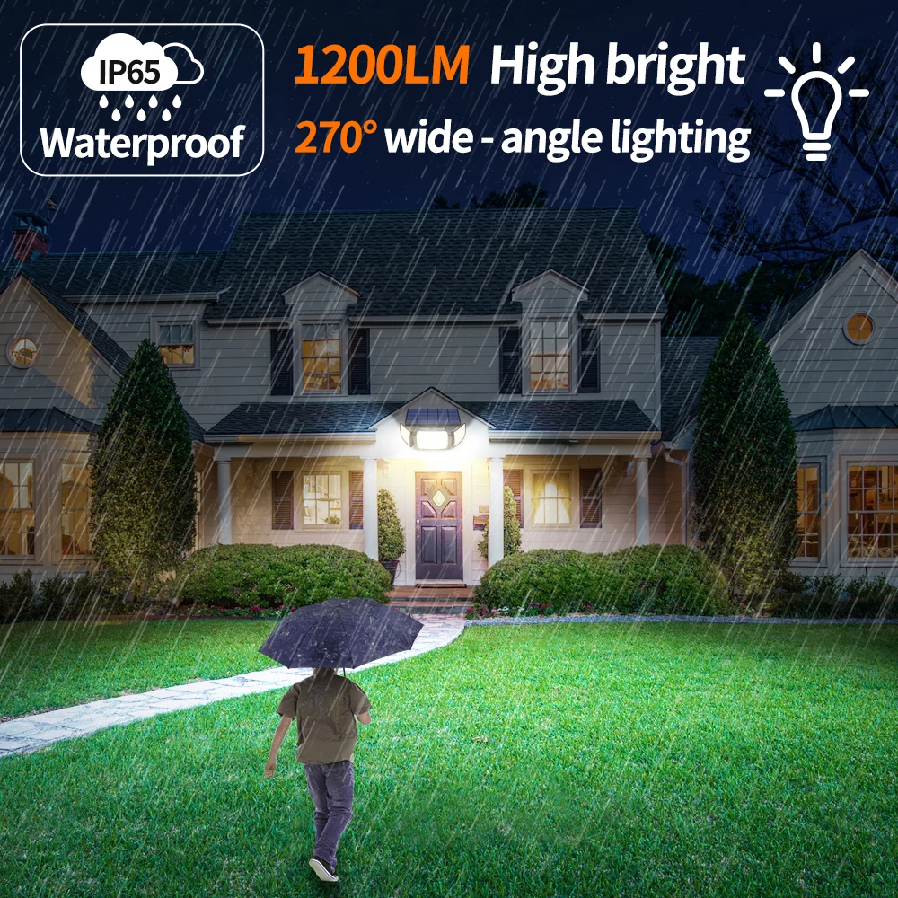 1200LM Outdoor Solar LED Motion Sensor Lamp - Waterproof & Powerful - Image 3
