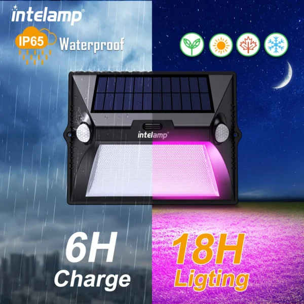 Solar Lights Outdoor Motion Sensor Waterproof Wall Lamp Remote Control - Image 2