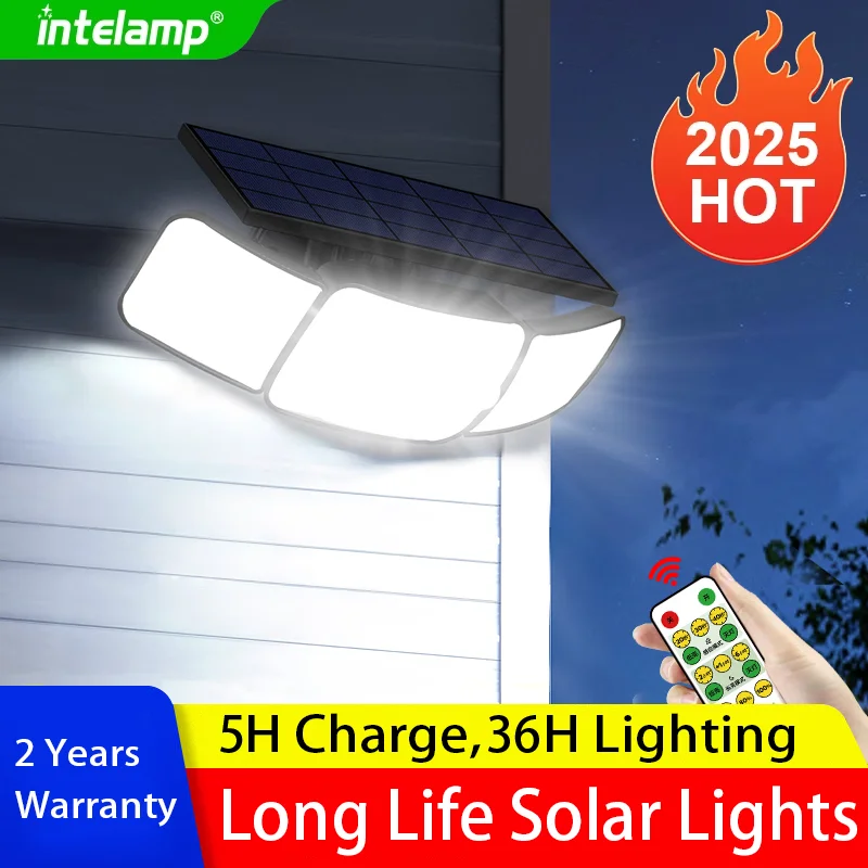 Intelamp 1200LM Solar Motion Sensor Outdoor Waterproof Solar Lamp