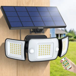 Intelamp Large Solar Panel Outdoor Lights with Motion Sensors & 6000mAh Battery